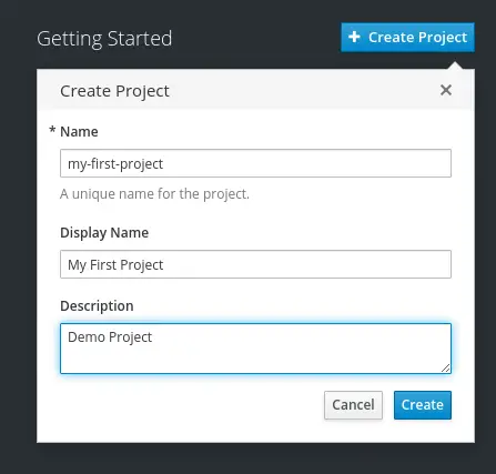 openshift create project