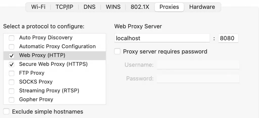 proxy setup in the system